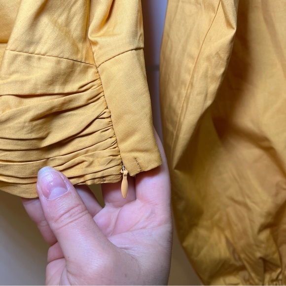 Anthropologie Sunday In Brooklyn Twist-Front V-Neck Blouse In Gold Medium - Picture 7 of 13